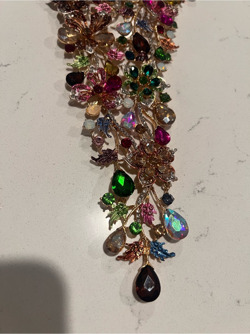 Christian Siriano Multicolor Floral Crystal Bib Necklace - Picture 13 of 15